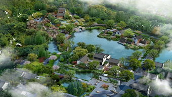 中式濕地公園鳥(niǎo)瞰效果圖psd格式源文件